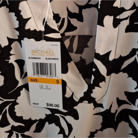 MICHAEL MICHAEL KORS Shadow Floral Georgette Tie-Neck Blouse | SMALL - Picture 4 of 4